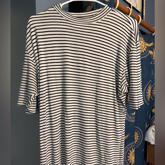 Albion Fit Puff Sleeve Tee Black & White stripe size XXL - Picture 2 of 4